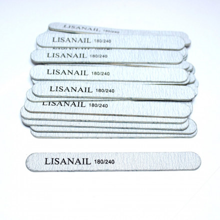 LISA NAIL   Пилка прямая МИНИ на дереве   13см  180/240   (50шт)   [08]   Limited